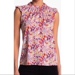 Adrianna Papell blush floral sleeveless blouse